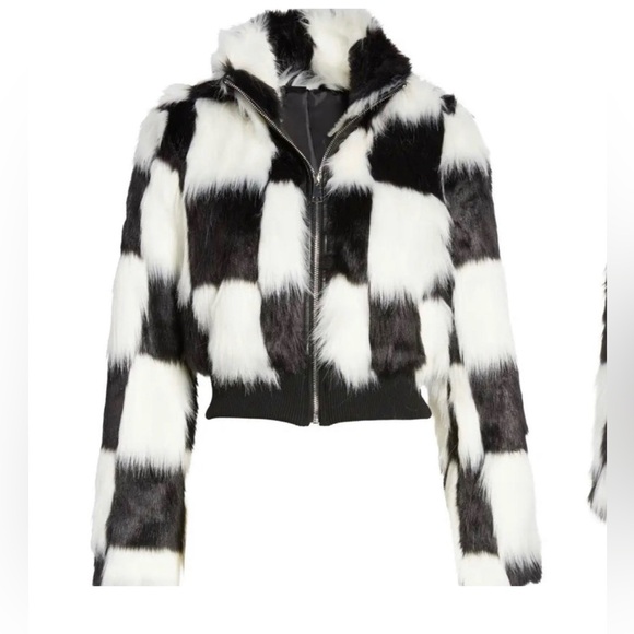 Azalea Wang Jackets & Blazers - Azalea Wang Black and White checkerboard Formula Faux Fur Jacket. Size s